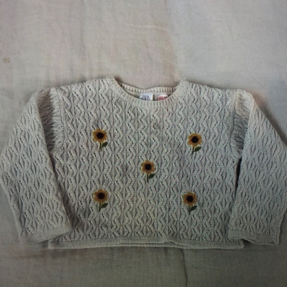 Sunflower Embroidered Kids Sweater
